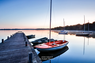 Lever du jour sur le lac de Léon - Landes